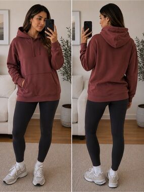 Reigning Champ Rust Red Hooded Crewneck Pullover